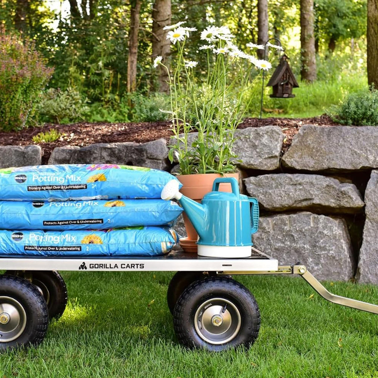 Gorilla Carts Steel Utility Cart, Tow Behind Yard and Garden Wagon, 1,000 Lb Gorilla Carts
