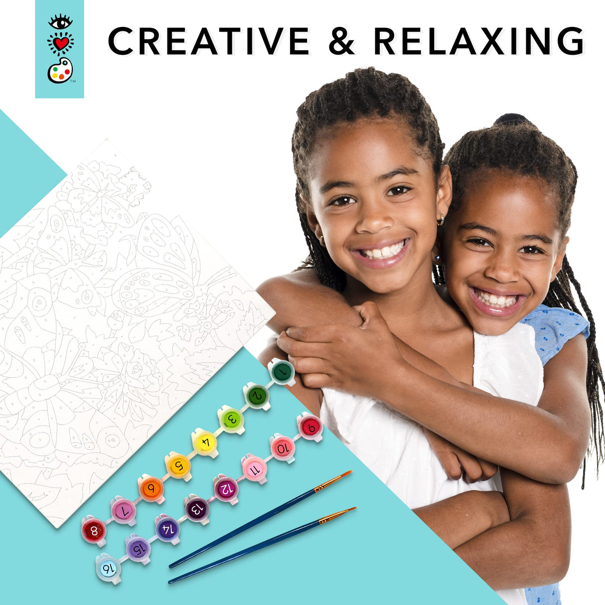 Bright Stripes Paint by Number Kit for Kids: Easy to Follow Paint by Numbers Canvas with Frame Kids Paint Kit (Paint by Numbers Butterflies + Blooms) Bright Stripes