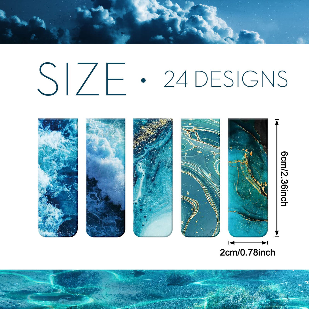 Zonon 24 Pcs Ocean Magnetic Bookmarks Clips Magnetic Page Markers Magnetic Page Clip Funny Bookmark Gifts for Students Teachers Reading Lover Women, Men Zonon