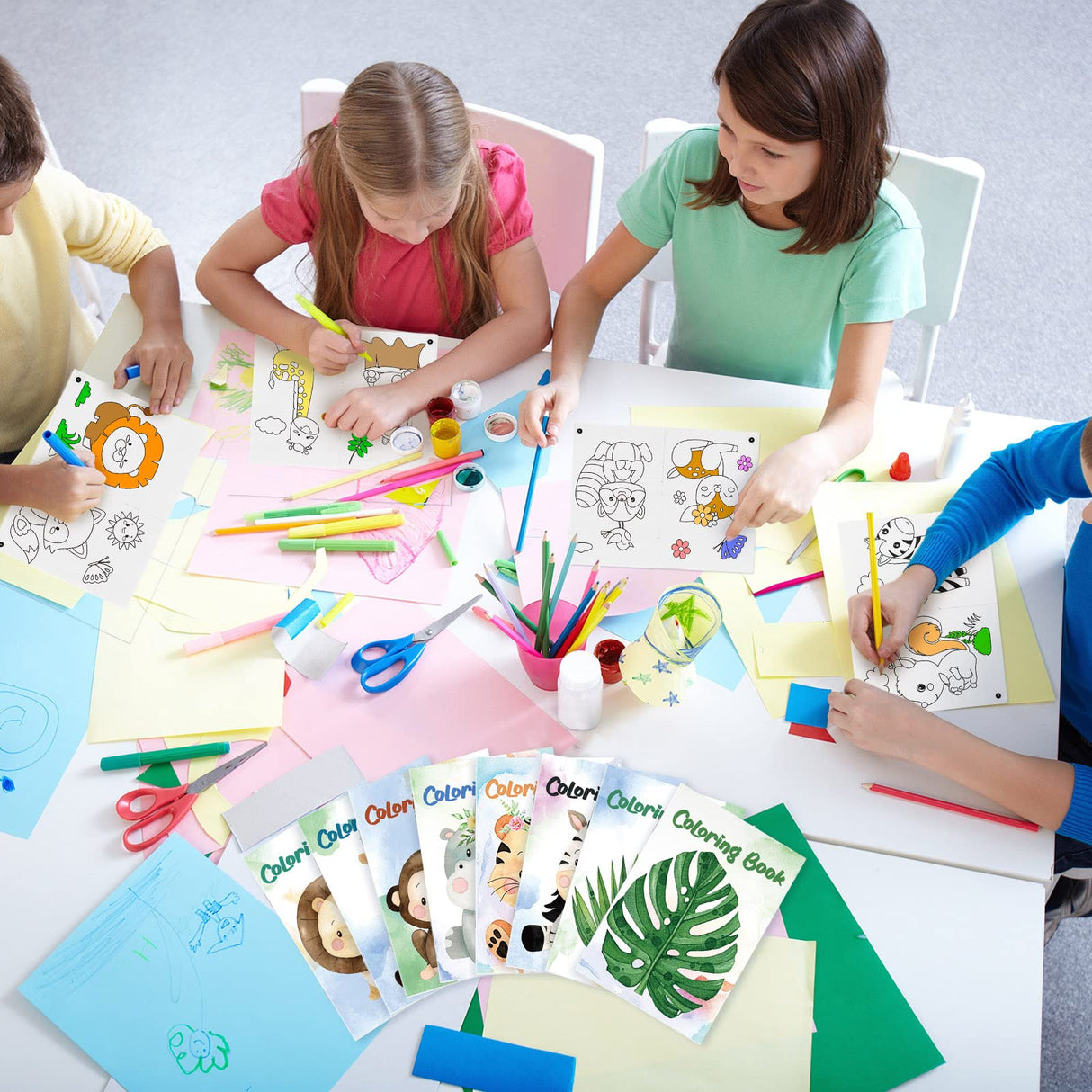 Jutom 24 Pcs Safari Jungle Animals Party Favors Coloring Books Bulk for Kids Adults Gifts Mini DIY Art Drawing Book for Home School Classroom Activity Jungle Party Supplies Jutom