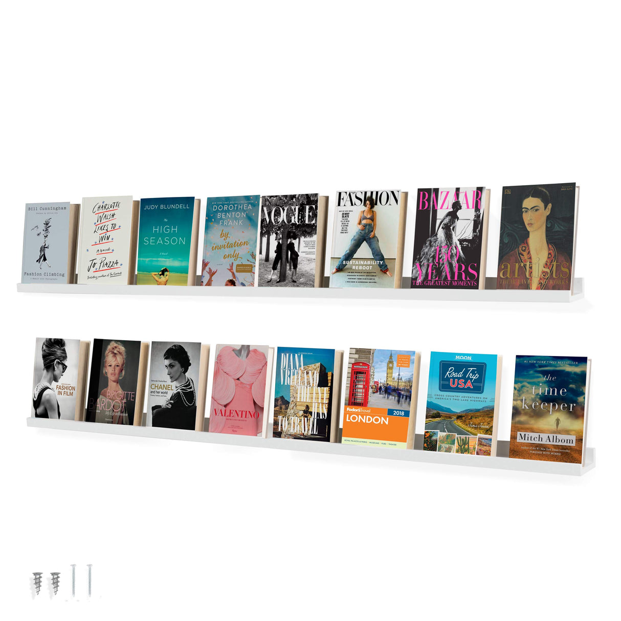 Wallniture Denver White 60 Inch Floating Shelves for Wall, Narrow Picture Ledge Shelf Set of 2,Wood Long Wall Shelves Wallniture