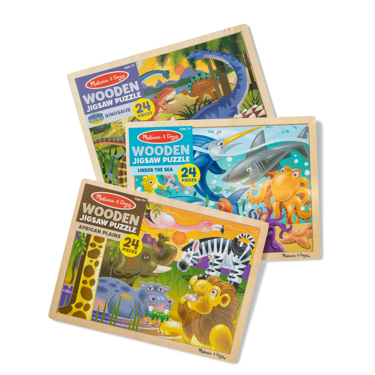 Melissa & Doug Jigsaw Puzzle Bundle (Dinosaur,Safari and Ocean) - Animal Puzzles, Wooden Jigsaw Puzzles For Kids Ages 3+ Melissa & Doug