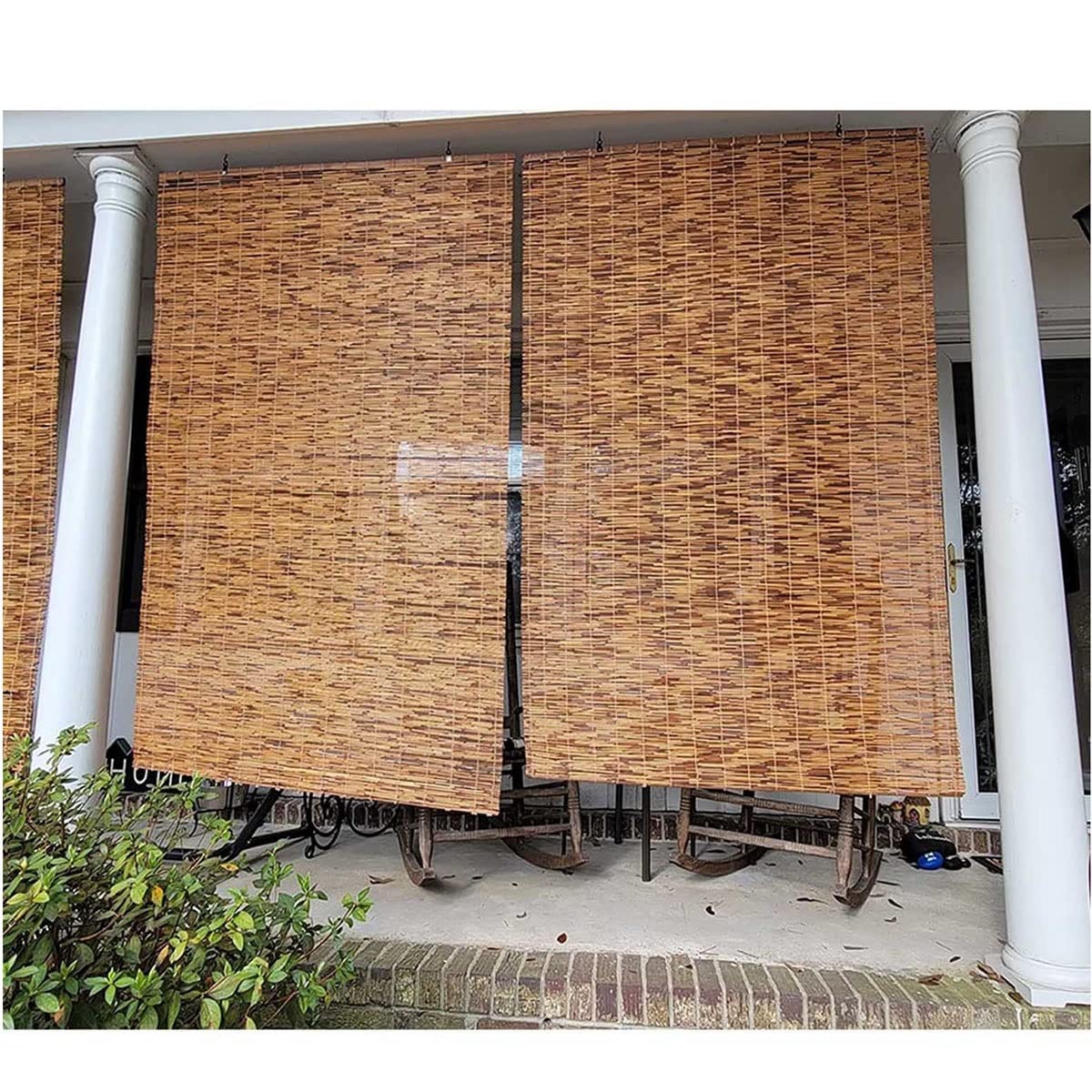 VSOYRA Bamboo Roller Window Shades, Thermal Insulated Bamboo Roll up Outdoor Blinds for Patios, UV Protection Bamboo Blind 20" 72" 75" 55" 30" 48" 24" Wide Cordless Roman Curtain VSOYRA