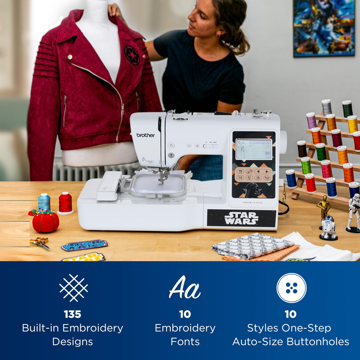 Brother LB5500S Star Wars 2-in-1 Combo Sewing & Embroidery Machine, 16.5 x 7.76 x 12.09 inches, White Brother