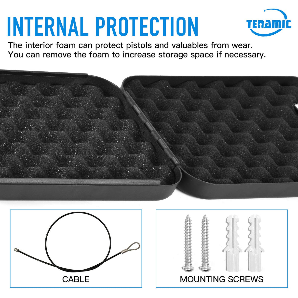 TENAMIC Pistol Safe, Portable Travel Gun Safe, Solid Steel Handgun Lock Box for Home, Gun Safes for Car, Black Tenamic