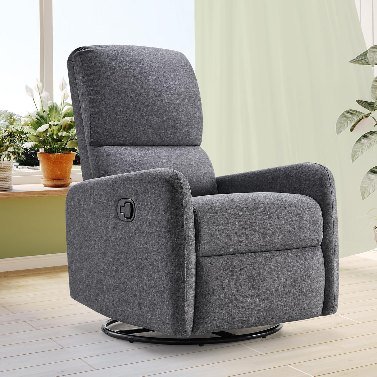 Jocisland Swivel Glider Rocking Recliner Chair for Adults, Nursery Rocker Reclining, Comfy Upholstered Single Sofa Armchair for Living Room Bedroom Nursing, Linen Gray Jocisland