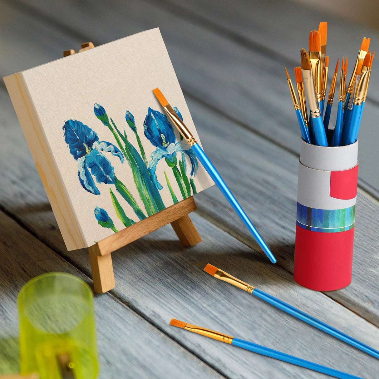 Aodaer 16 Pack Wood Panels 4 x 4 Inch Wooden Panels Canvas Unfinished Craft Wood Boards Panels for Art Crafts Acrylic and Oil Painting Pouring DIY Projects Aodaer