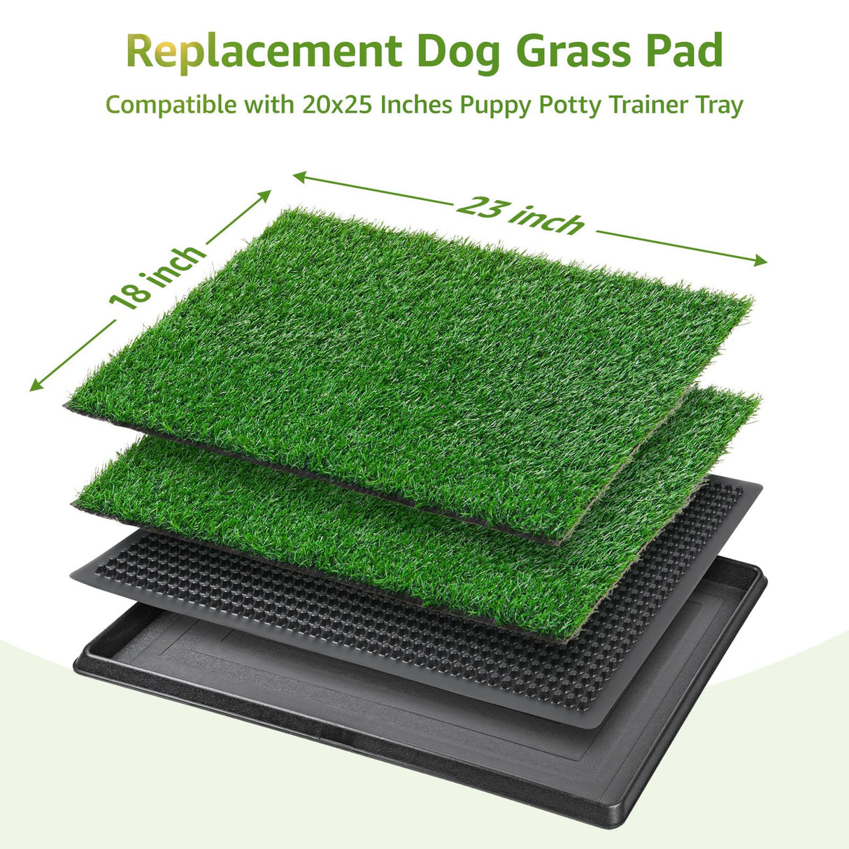 LOOBANI Dog Grass Pee Pads, Artificial Dog Grass Pads for Potty Tray, Fake Grass for Dogs to Pee On, Outdoor Indoor Pee Grass for Dog Potty (18*23 inch) LOOBANI