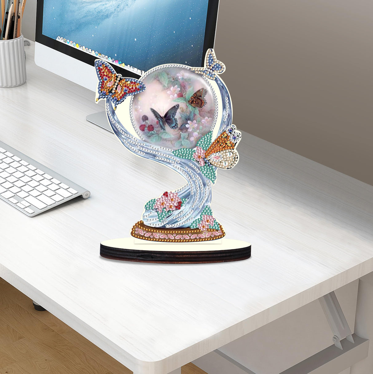 MVVMTOP Christmas Diamond Art Tabletop Decoration, DIY Butterfly, Diamond Art 5D Special Shape Crystal Diamond Partial Diamond Art Painting Mosaic Handicraft, Home Office Tabletop Decor Gift MVVMTOP