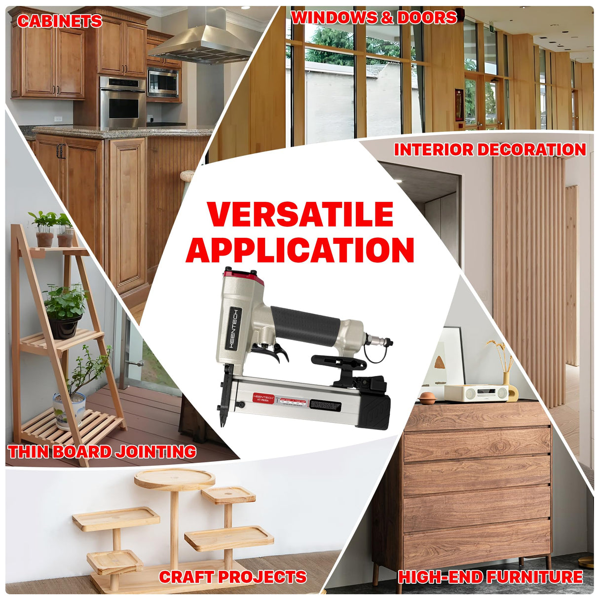 KEENTECH Pneumatic Pin Nailer 23 Gauge, Pin Nail Gun with 2160pcs 1/2" to 1-3/8" Pin Nails, Headless Air Micro Pinner with Dual Safety Trigger for Cabinets, Interior Decoration, Windows, Crafts KEENTECH