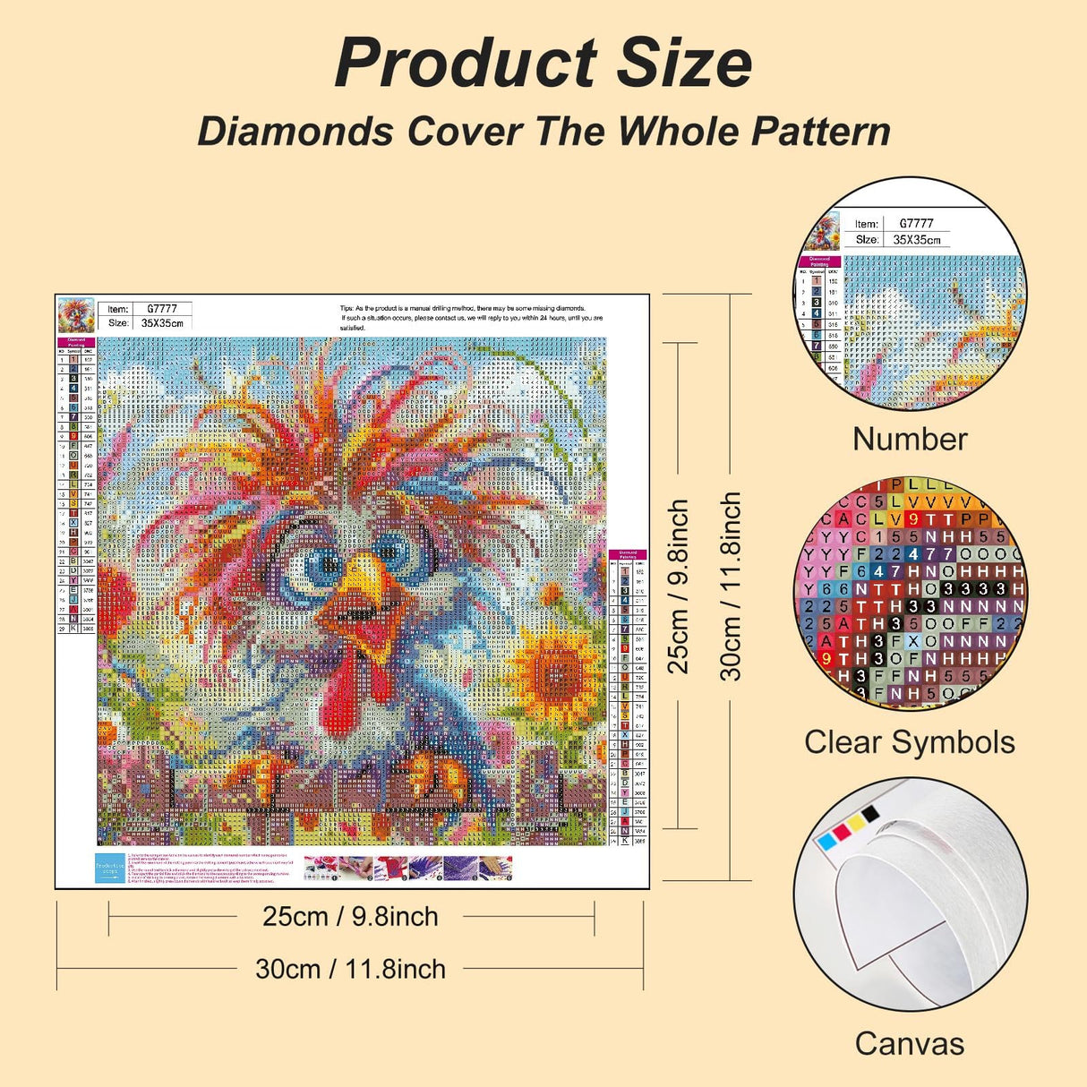 askkqtx Chicken Diamond Art Kits for Adults, Flowers Diamond Painting Kits for Beginners, DIY 5D Full Drill Crystal Rhinestone Funny Gem Art Craft Home Decor 14x14 Inch askkqtx