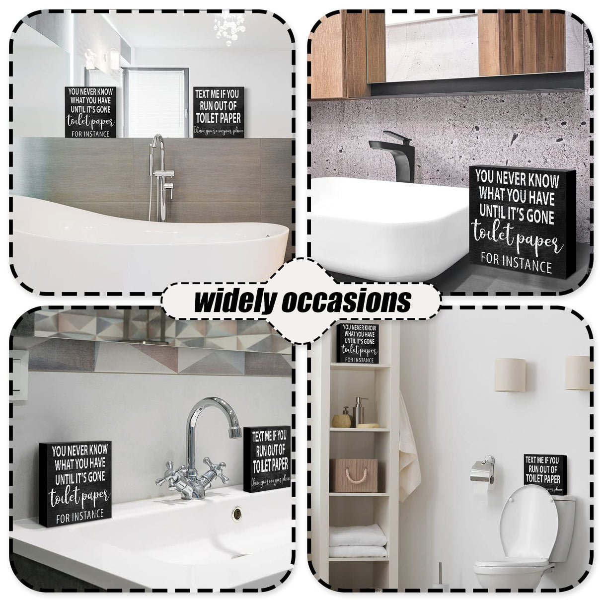 2 Pieces Funny Farmhouse Bathroom Signs Decor Classic Wooden Box Sign Rustic Toilet Paper Sign Guest Restroom Wooden Wall Art for Home Bathroom Toilet Decoration, 6 x 6 Inch (Vivid Style) Jetec