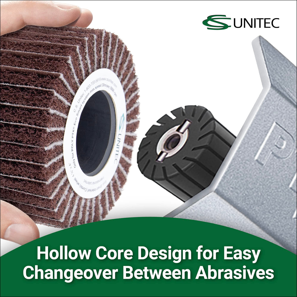 C.S. Unitec | PTX Interleaf Combi Wheel | 80 Grit Metal & Wood Buffer Polisher Machine Attachment for Grinder Tool | 4" Diameter x 4-1/8" Wide (47312) CS Unitec