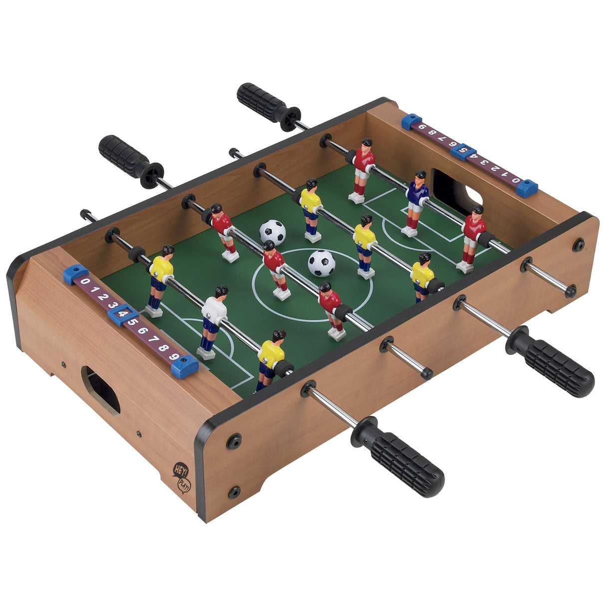 Tabletop Foosball Table- Portable Mini Table Football / Soccer Game Set with Two Balls and Score Keeper for Adults and Kids by Hey! Play! Hey! Play!