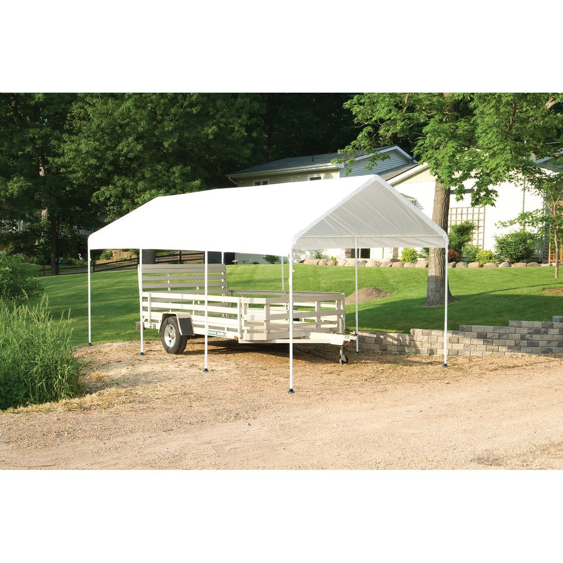 ShelterLogic 10' x 20' MaxAP Canopy Series Compact Outdoor Easy to Assemble Steel Metal Frame Canopy with 50+ UPF Sun Protection and Waterproof Cover, white (23522) ShelterLogic