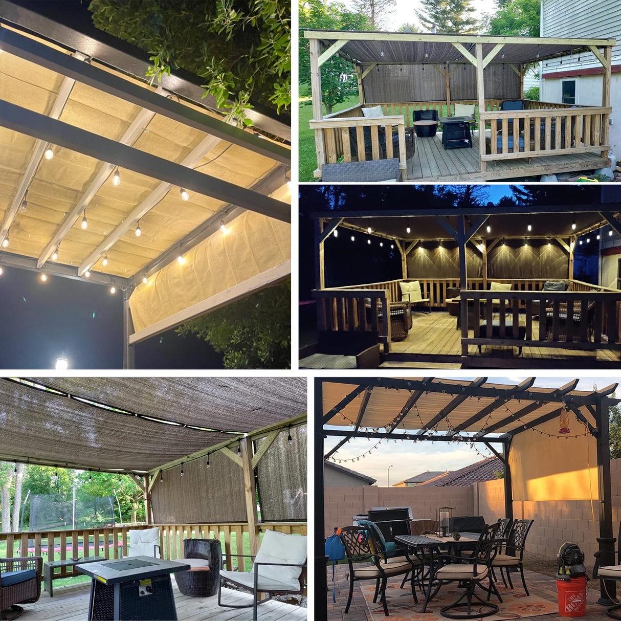 Patio 8' x 18' Pergola Canopy Replacement Shade Cover Universal Outdoor Sun Shade Cloth with Weighted Rods, Shade Screen for Gazebo Deck Porch Balcony, Beige Patio