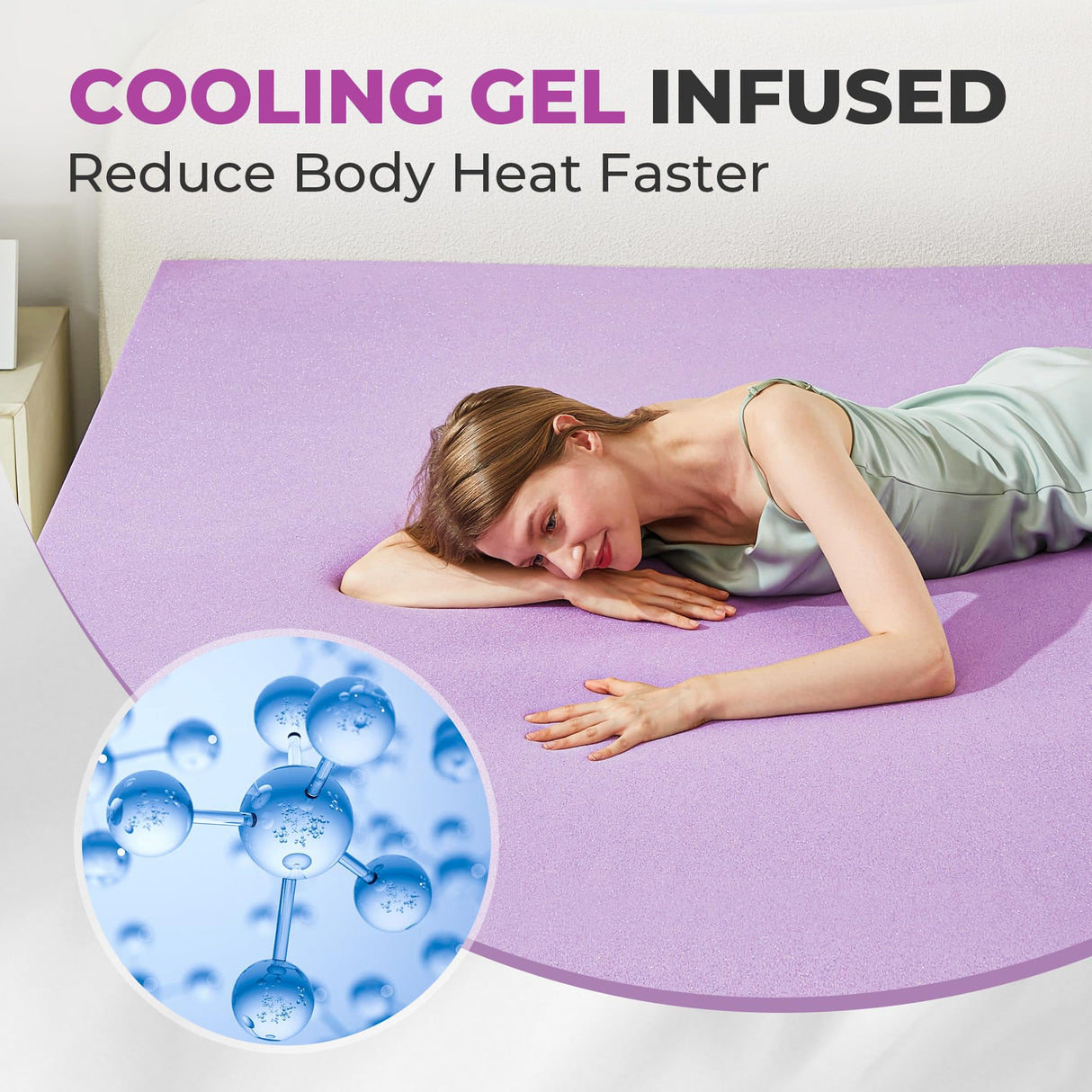 BDEUS 2 Inch Gel Memory Foam Mattress Topper Ventilated Soft Pressure Relieve Mattress Pad, Breathable Bed Topper, CertiPUR-US Certified, Twin Size BDEUS