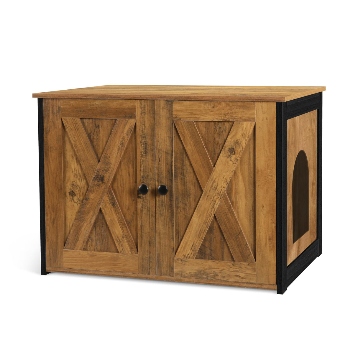 DWANTON Litter Box Enclosure, Cat Litter Box Furniture Hidden, Reversible Entrance Can Be on Left or Right Side, Wooden Cat Washroom Indoor, Warm Brown, 27.6 Inches Dwanton