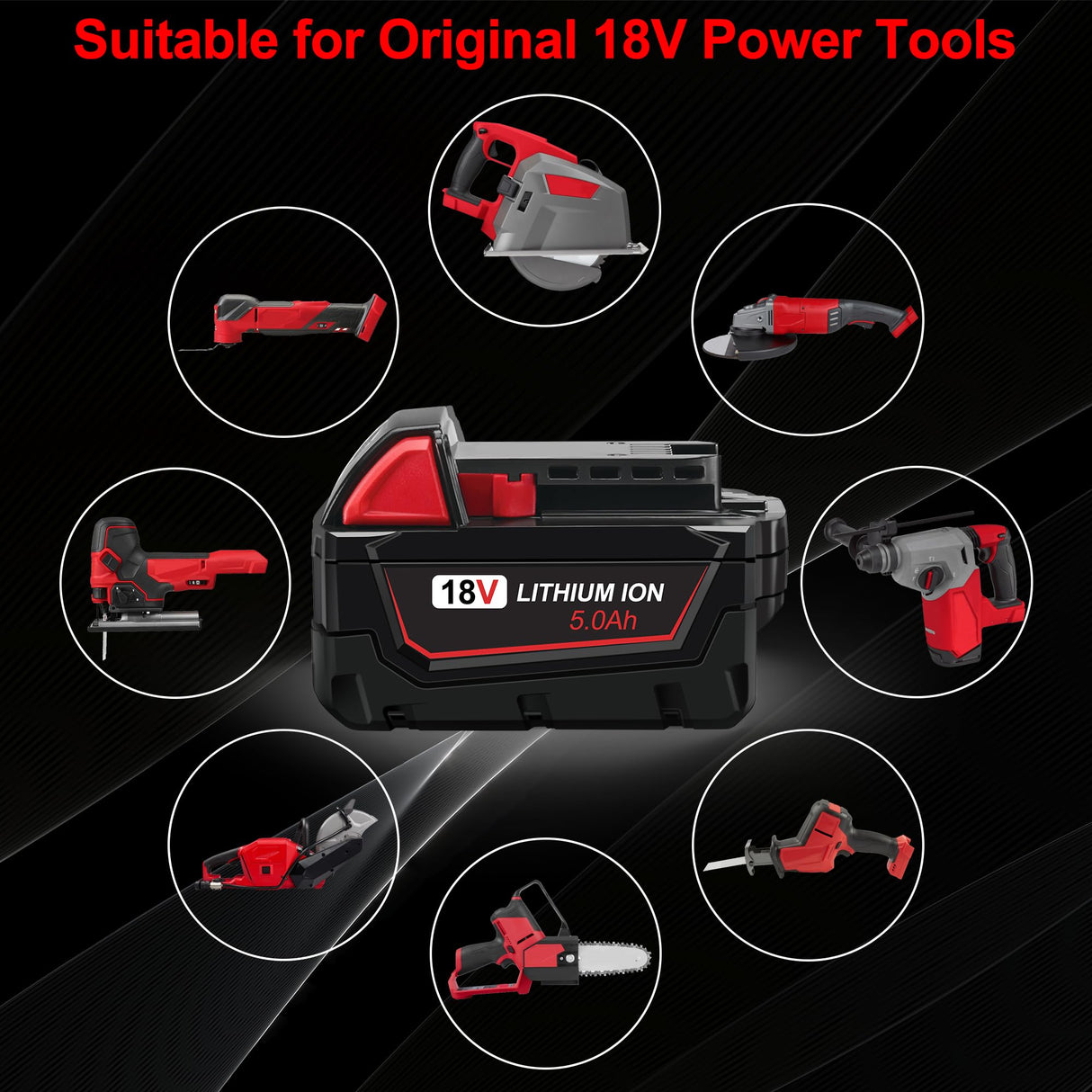 Worthmah 2 Pack 5.0Ah 18V Lithium Replacement Batteries Replacement for Milwaukee M18 Battery, Perfectly Compatible with Milwaukee 18-Volt Original Charger Worthmah