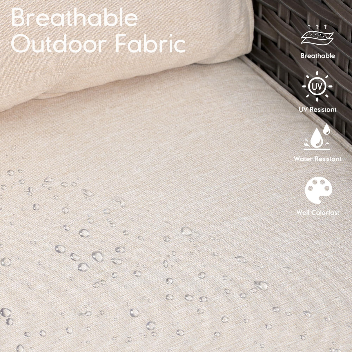 HOOOWOOO Patio Furniture Set,8 Piece Outdoor Furniture with Fire Pit Table,Wicker Patio Conversation Couch Chairs Ottoman Set,Beige HOOOWOOO