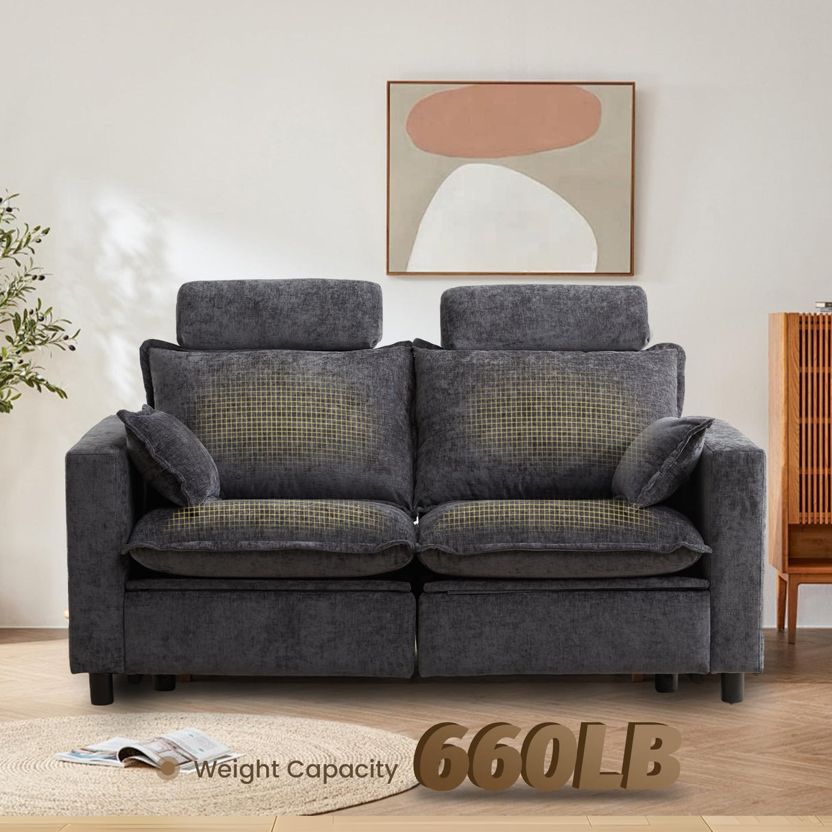 GUEAPY Cloud Couch Power Reclining Sofa Loveseat-Oversized Reclining Sectional Couches, Modern Power Recliner Sofa/Couches for Living Room, Comfortable Recliner Couches with Soft Upholstery Pillows GUEAPY