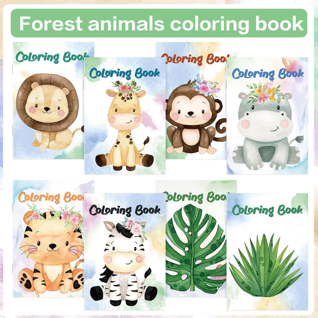 Jutom 24 Pcs Safari Jungle Animals Party Favors Coloring Books Bulk for Kids Adults Gifts Mini DIY Art Drawing Book for Home School Classroom Activity Jungle Party Supplies Jutom