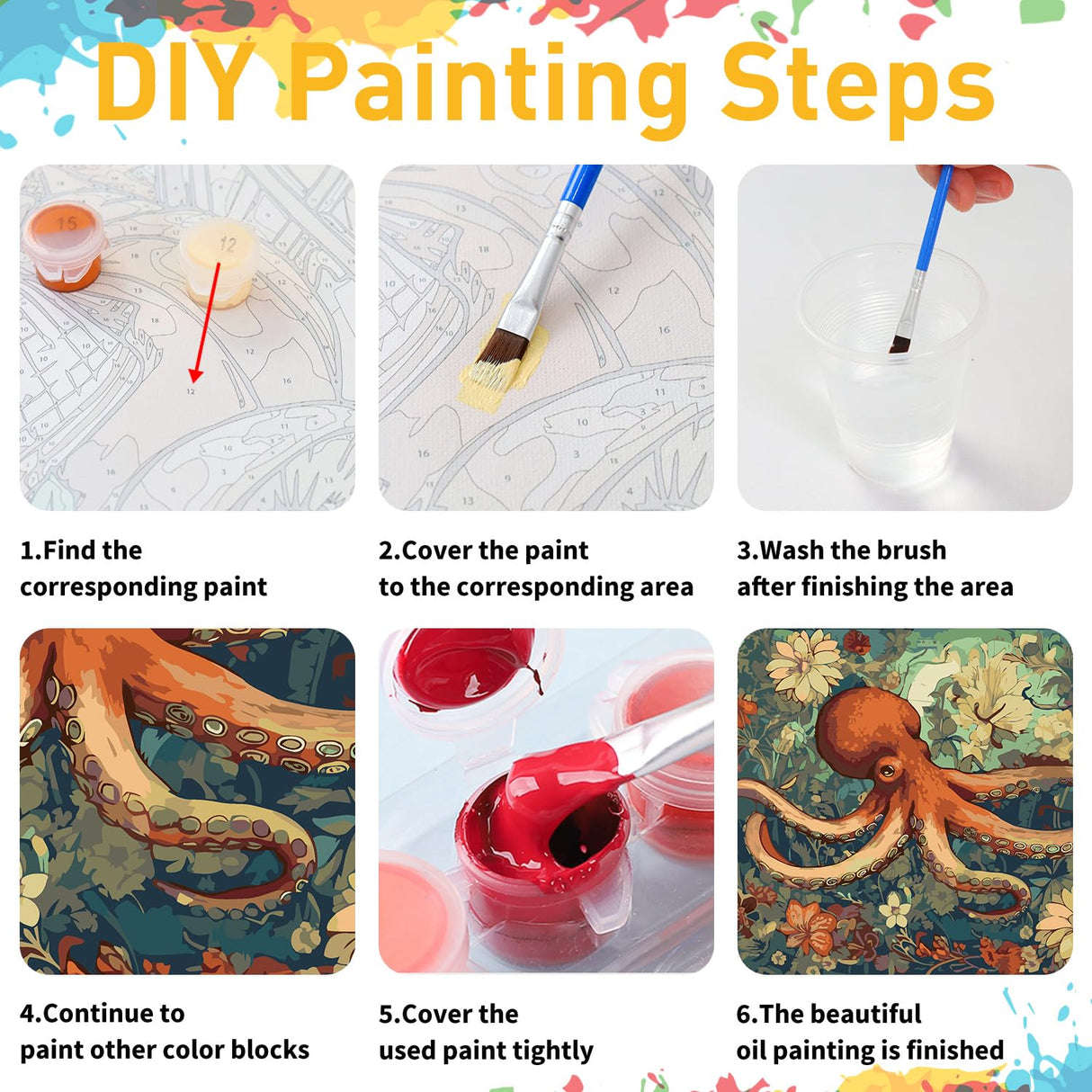 Octopus Paint by Numbers for Adult, Octopus Paint by Numbers Kit for Adults Beginners, DIY Acrylic Painting on Canvas for Home Wall Art Decor(16x20Inch Mandun