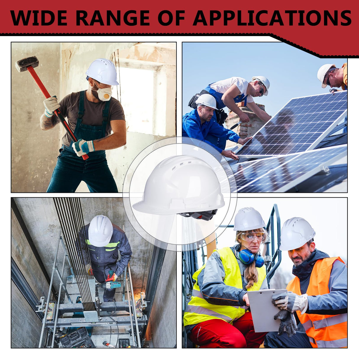 Leumoi 20 Pack 4 Pt. Suspension Hard Hat Bulk Safety Helmets ABS Ratchet Hard Hats Adjustable Construction Hardhats with Vents and Cotton Brow Pad Hard Hats for Men Work Head Protection (White) Leumoi