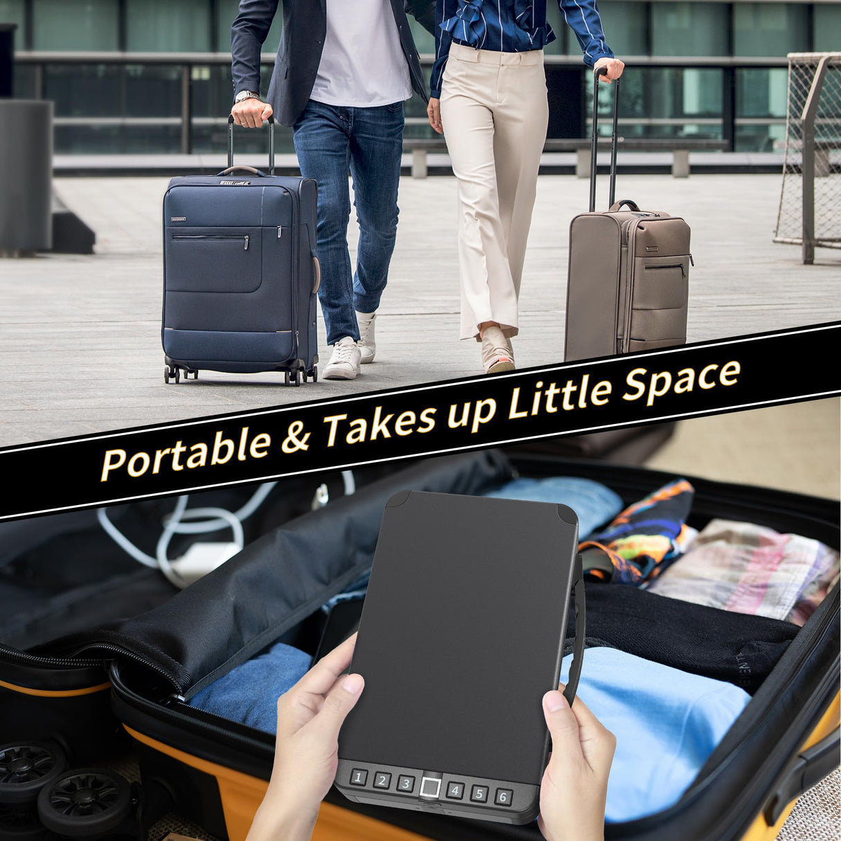 KENRONE Portable Safe Box,Biometric Gun Safe for Handgun,Fingerprint Cabinet Boxes with Keys and Password to Quick Unlock,Safe Case for Guns Nightstand Travel Carry-on KENRONE