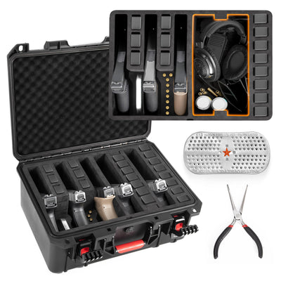Kinghardcase Gun Cases for Handguns, 5 Pistol Case & 21 Magazine Pre-Cut Multiple Pistols Shockproof Waterproof Hard Pistol Cases with Desiccant TSA Approved Firearm Travel Case