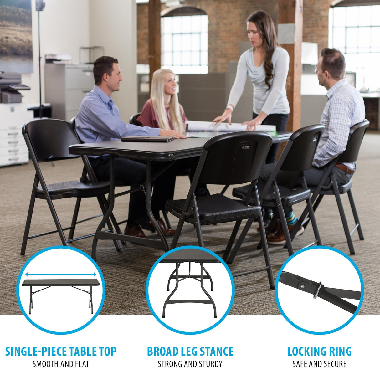 Lifetime 6-Foot Nesting Folding Table, Commercial, Black Lifetime