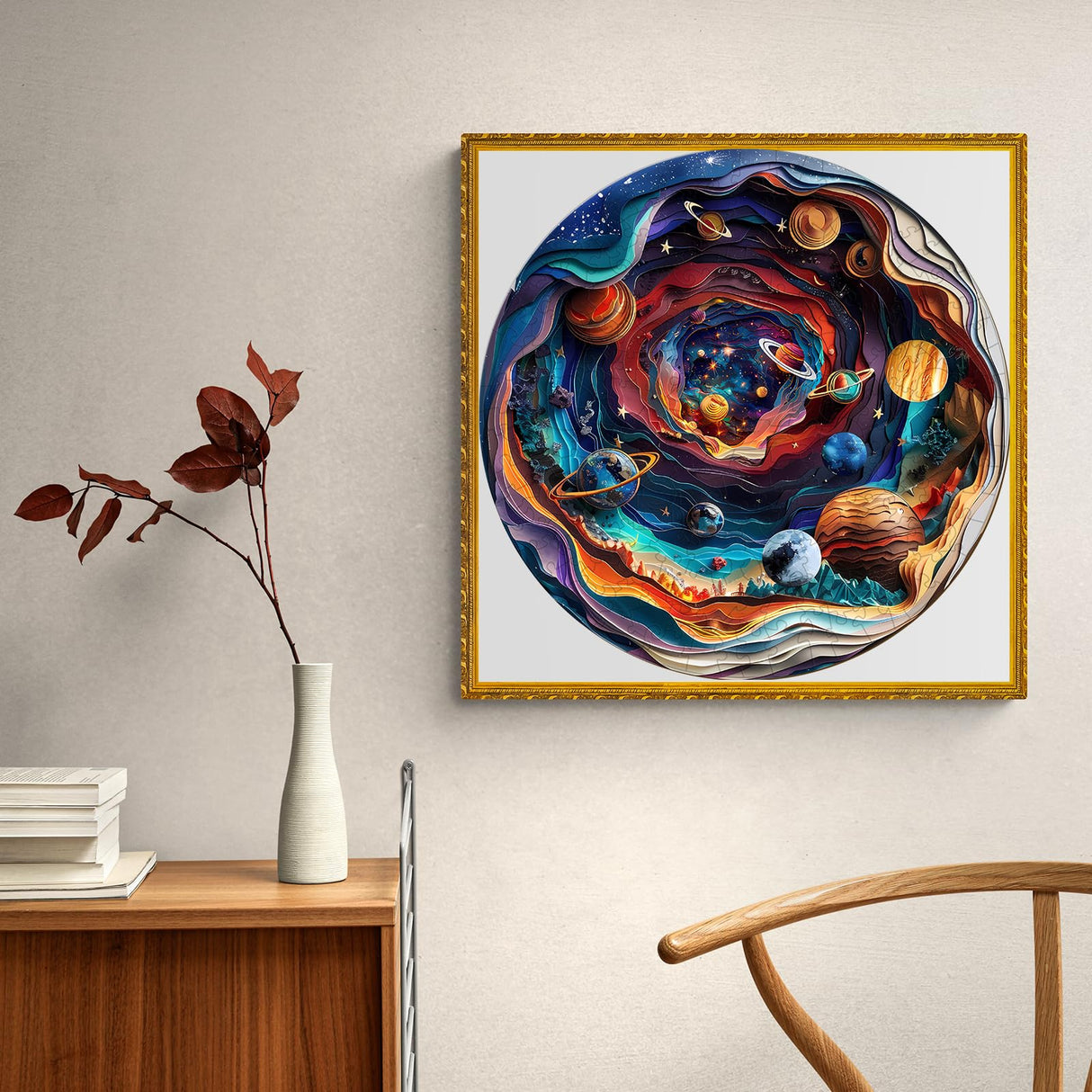 Wooden Puzzle for Adults-3D Visual Effect UniverseUnique Shape Advanced Wooden Jigsaw Puzzle for Adults and Kids,Best Gift,Wood Puzzles,Challenge Wooden Jigsaw Puzzle (Universe, Small) Welsky