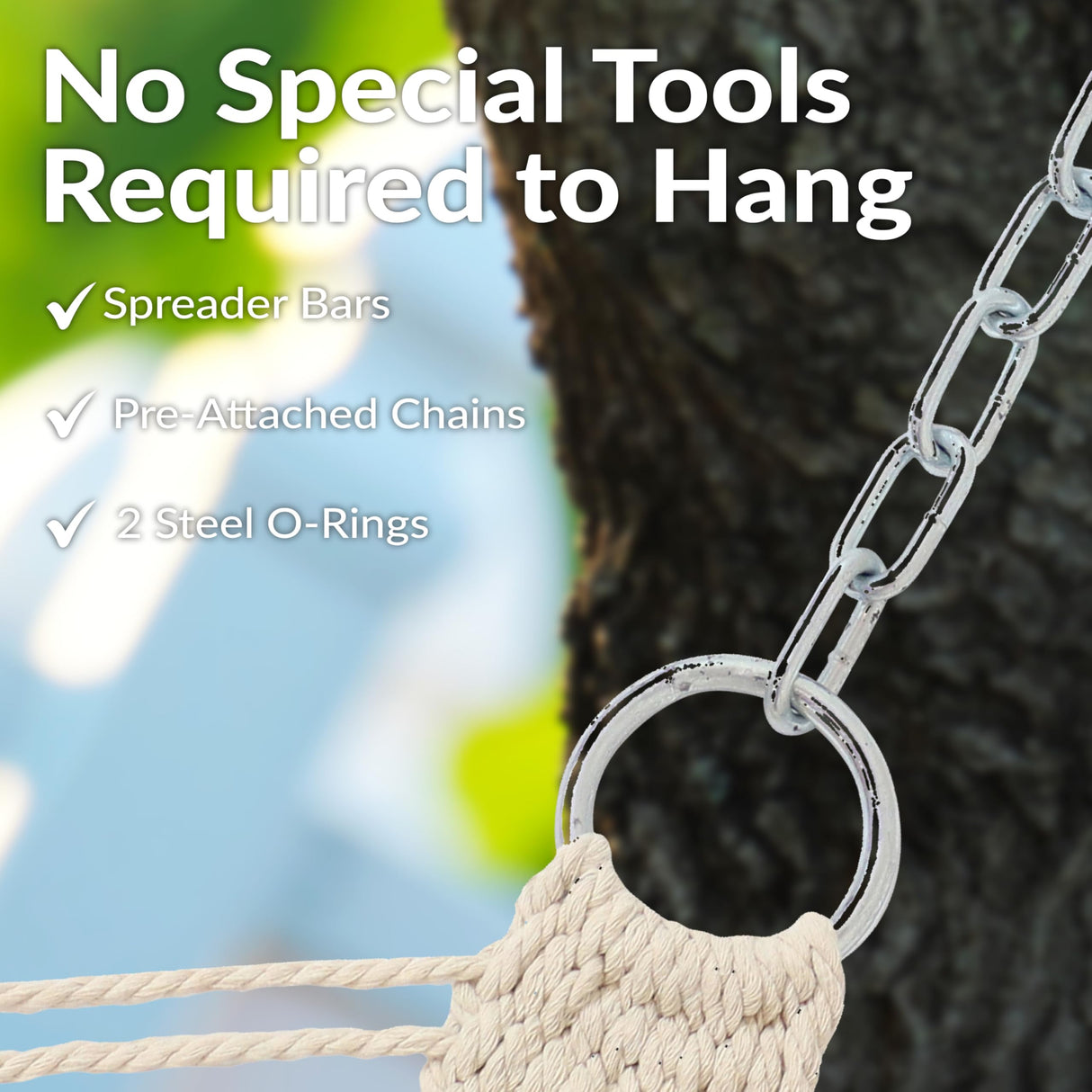 Sunnydaze Cotton Rope Double Hammock for Outside - 450-Pound Capacity Indoor or Outdoor Hammock with Spreader Bars - Natural Sunnydaze