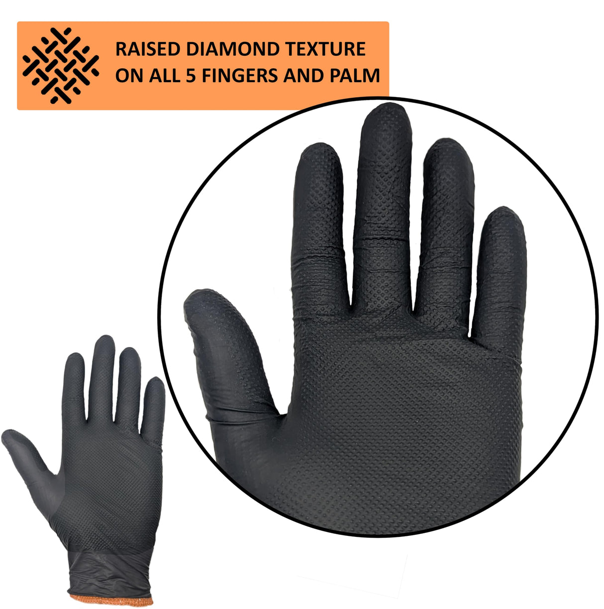 HDMNDD Black Disposable BBQ Grill Gloves Kit - 50 Heavy Duty Textured Grip and 2 Heat Resistant Reusable Liners Meat Pulling (Full Palm & Finger Texture, X-Large) HDMNDD