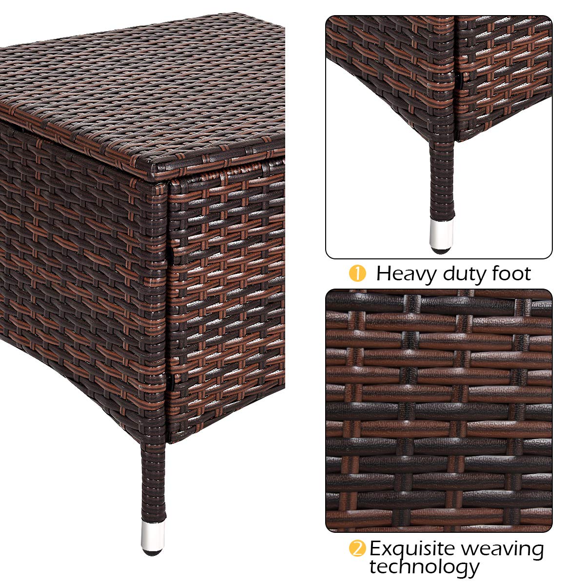 Tangkula 3 Piece Patio Furniture Set, 2 Wicker Chairs with Glass Top Coffee Table, Outdoor Garden Porch Poolside Furniture Set for 2, Rattan Conversation Set Tangkula