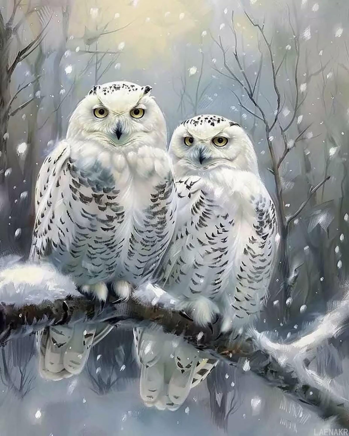 LAENAKR Owl Paint by Numbers Kit for Adults Winter Paint by Numbers, DIY Hobbies for Women Adult Crafts Canvas Paintings with 3 Brushes and Accessoriess, Home Wall Decor Gifts 16x20in Without Frame LAENAKR