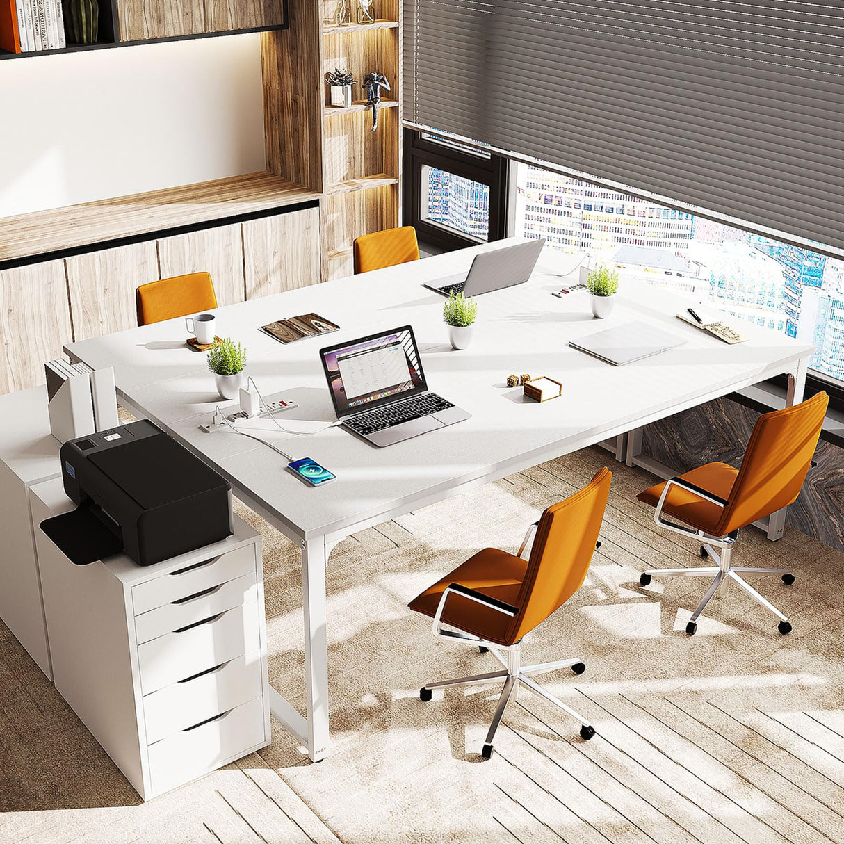 Coleshome 71 Inch Computer Desk with USB Ports, Large Office Desk, Long Study Student Writing Desk, White Coleshome