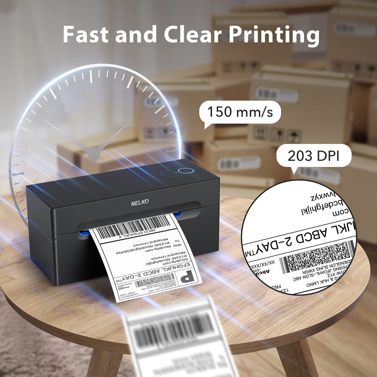 Nelko Bluetooth Thermal Shipping Label Printer, Wireless 4x6 Shipping Label Printer for Shipping Packages, Support Android, iPhone and Windows, Widely Used for Amazon, Ebay, Shopify, Etsy, USPS Nelko