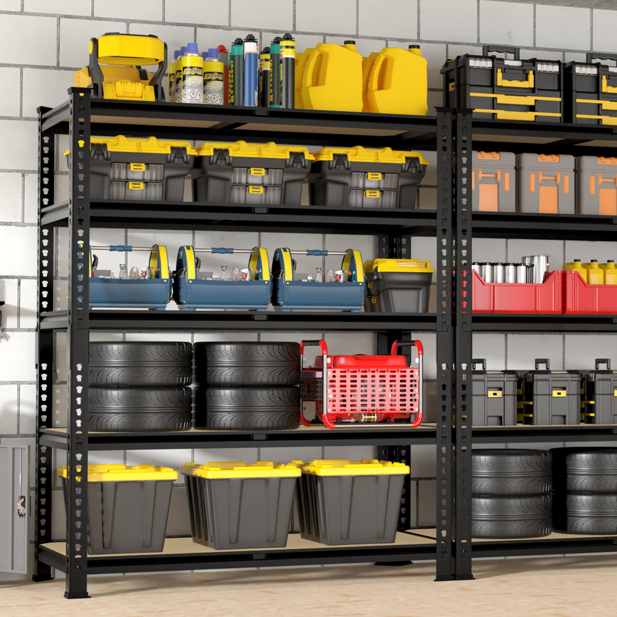 BuxWellBang Heavy Duty Metal Storage Shelves - 35.5" W x 11.8" D x 72" H 5 Tier Adjustable Garage Shelving Unit, Industrial Utility Rack Shelf for Warehouse, Pantry, Kitchen, Black BuxWellBang