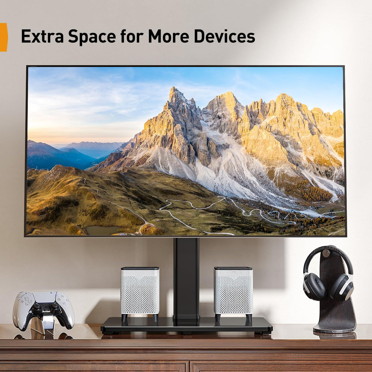 Perlegear Tabletop TV Stand, Universal TV Stand for 23–60 Inch LCD LED OLED TVs, Height Adjustable TV Base Stand with Tempered Glass Base Cable Management,VESA 400x400mm, PGTVS02 Perlegear