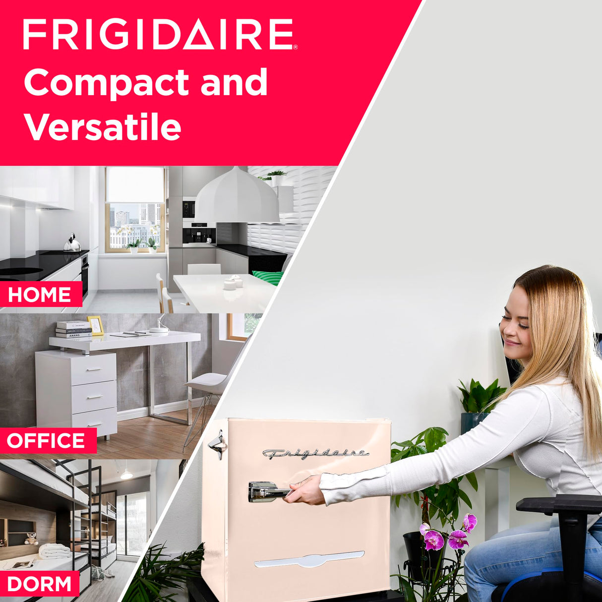 FRIGIDAIRE Coral EFR176- AMZ Retro Mini Refrigerator-Energy Saving-Adjustable Thermostat Control-Side Mounted Bottle Opener-Ideal for for Dorm, Office, RV, Garage, Apartment 1.6 Cubic Feet Frigidaire