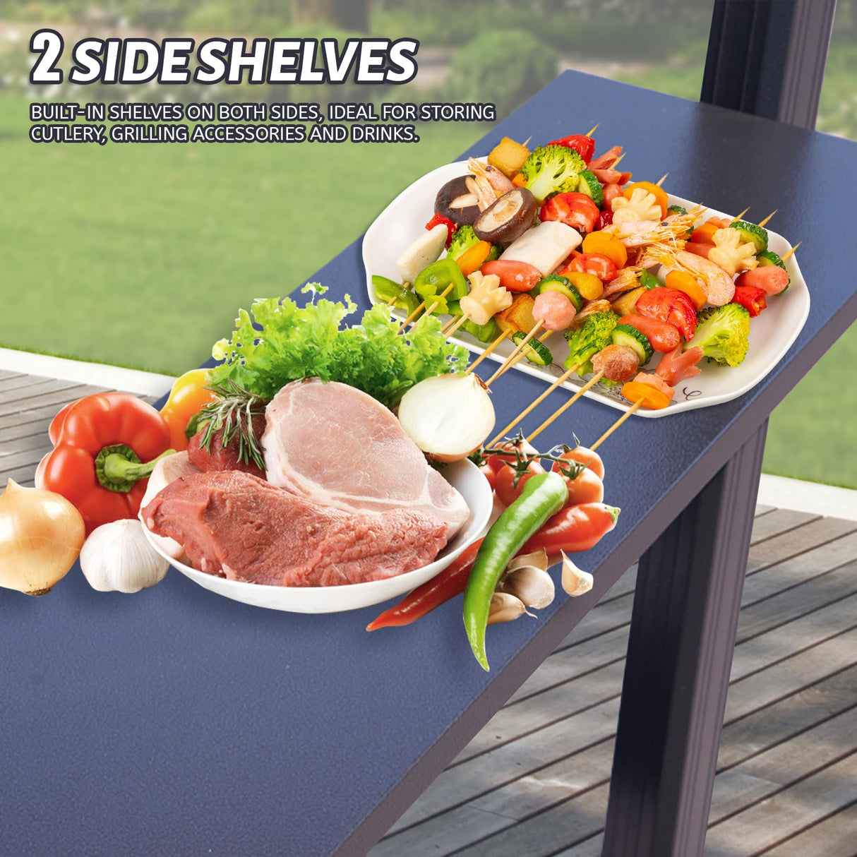 Domi Hardtop Grill Gazebo 8x5FT, Outdoor BBQ Gazebo with Galvanized Steel Double Roof, Permanent Sun Shade Grill Canopy Shelter with 2 Side Shelves and Ceiling Hook for Patio Yard Garden (Brown) domi outdoor living