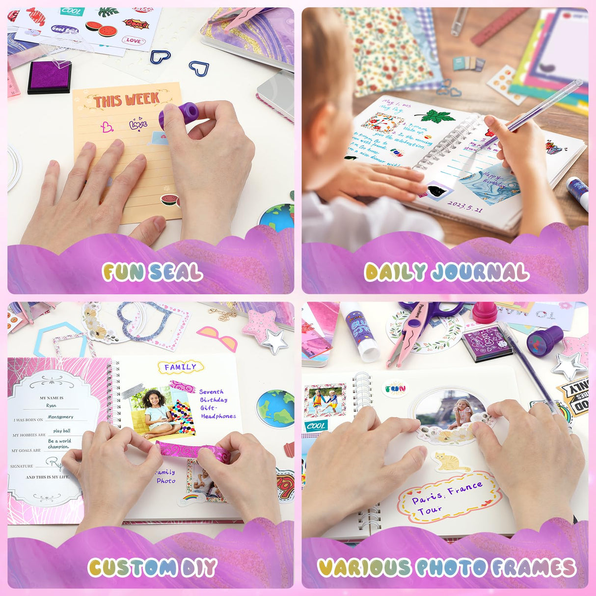 PERRYHOME DIY Journal Kit for Girls Ages 8-14, 2-Pack Journal Set for Tween & Teen Girls, Scrapbook & 100+Pcs Diary Supplies Set,DIY Stationery Set, Gifts for 8 9 10 11 12 13 14 Year Old Girl Birthday PERRYHOME