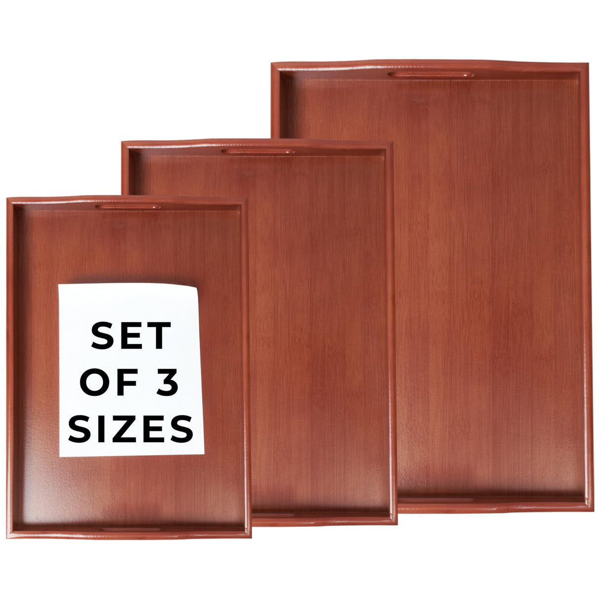 Prosumers Choice Wooden Tray - Dark Wood Serving Trays with Handles - Nesting Design for Space Saving - Wooden Serving Tray for Food, Drinks, Snacks - Set of 3 Prosumer's Choice