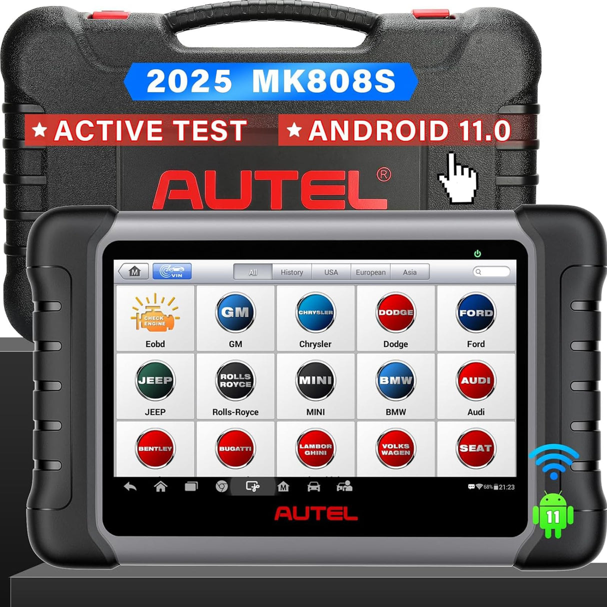 Autel Scanner MaxiCOM MK808S: 2025 Bidirectional Tool as MK808BT Pro MX808S M808Z, Function as MaxiCheck MX900, 28+ Service, Active Test, All System Diagnose, Injector Coding, FCA Autoauth Android 11 Autel