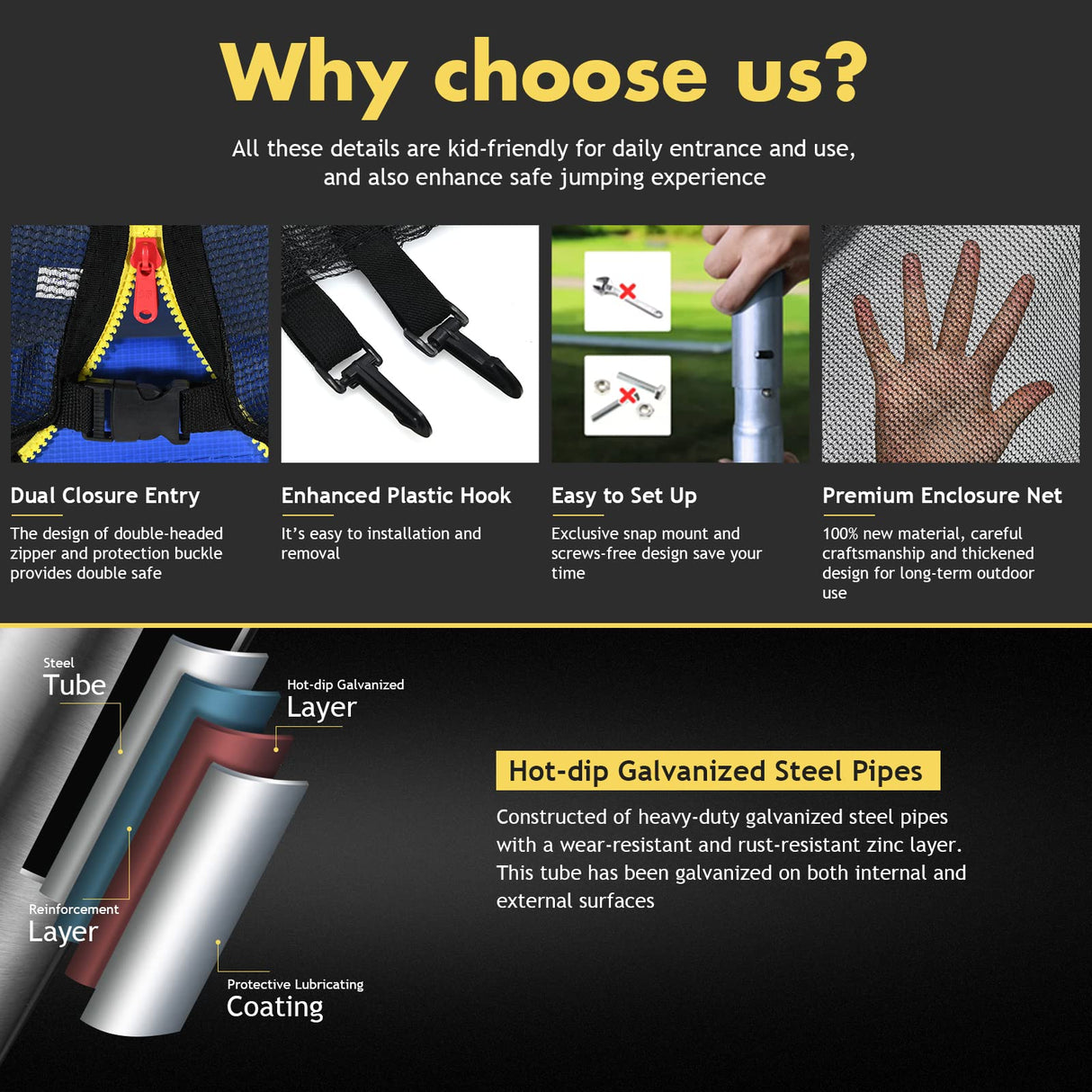 Giantex Trampoline, 16Ft ASTM Certified Approved Outdoor Trampoline w/Enclosure Net, Recreational Trampolines w/Jumping Mat Ladder Rust-Resistant Poles for Kids Adults Giantex