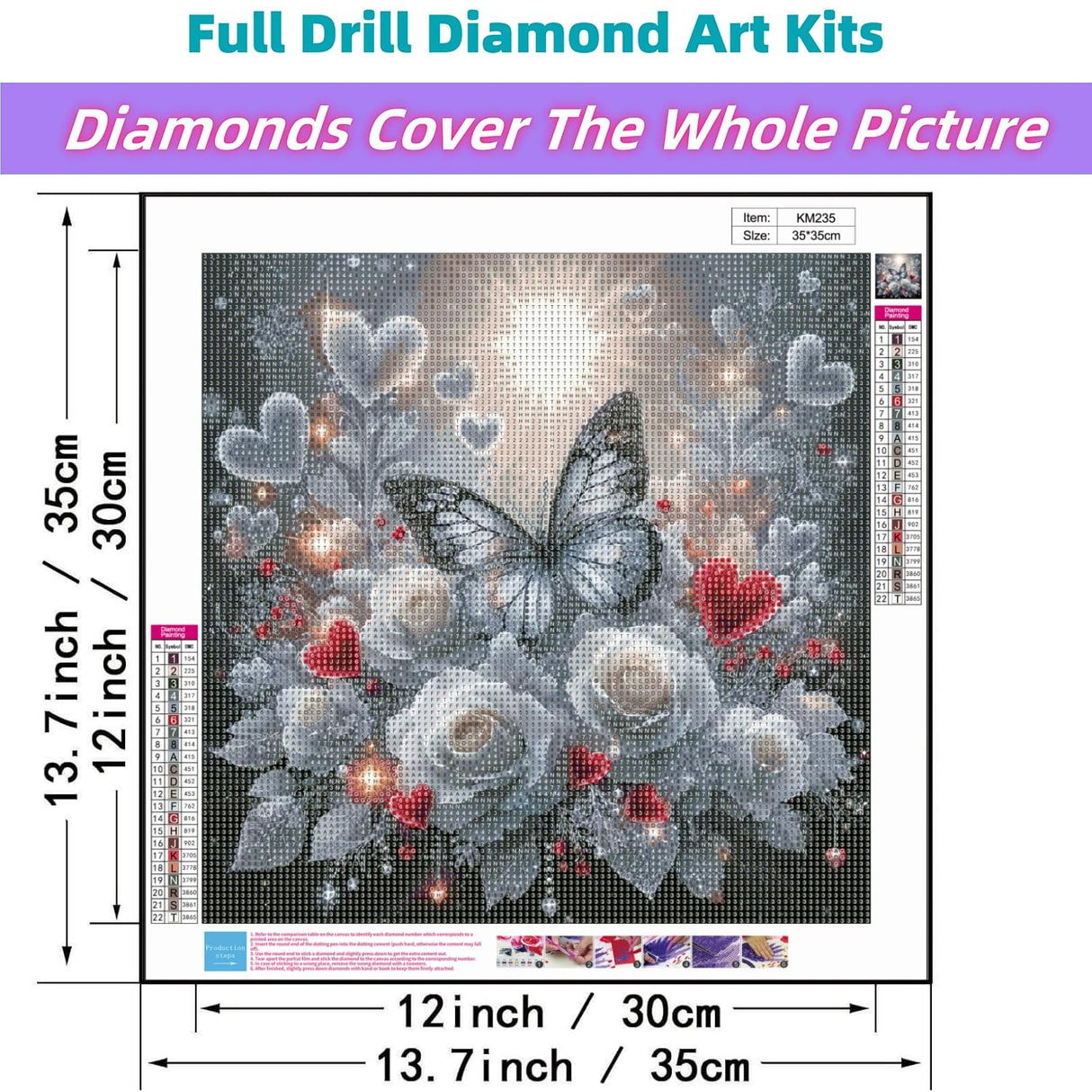 JYXSJYYD 5D DIY Insect Diamond Art Kits for Adults,Butterfly Diamond Paintings Kits for Beginners,Paint by Diamonds Dot Full Drill Gem Art Crafts,Home Wall Decoration 13.8x13.8 Inches. JYXSJYYD
