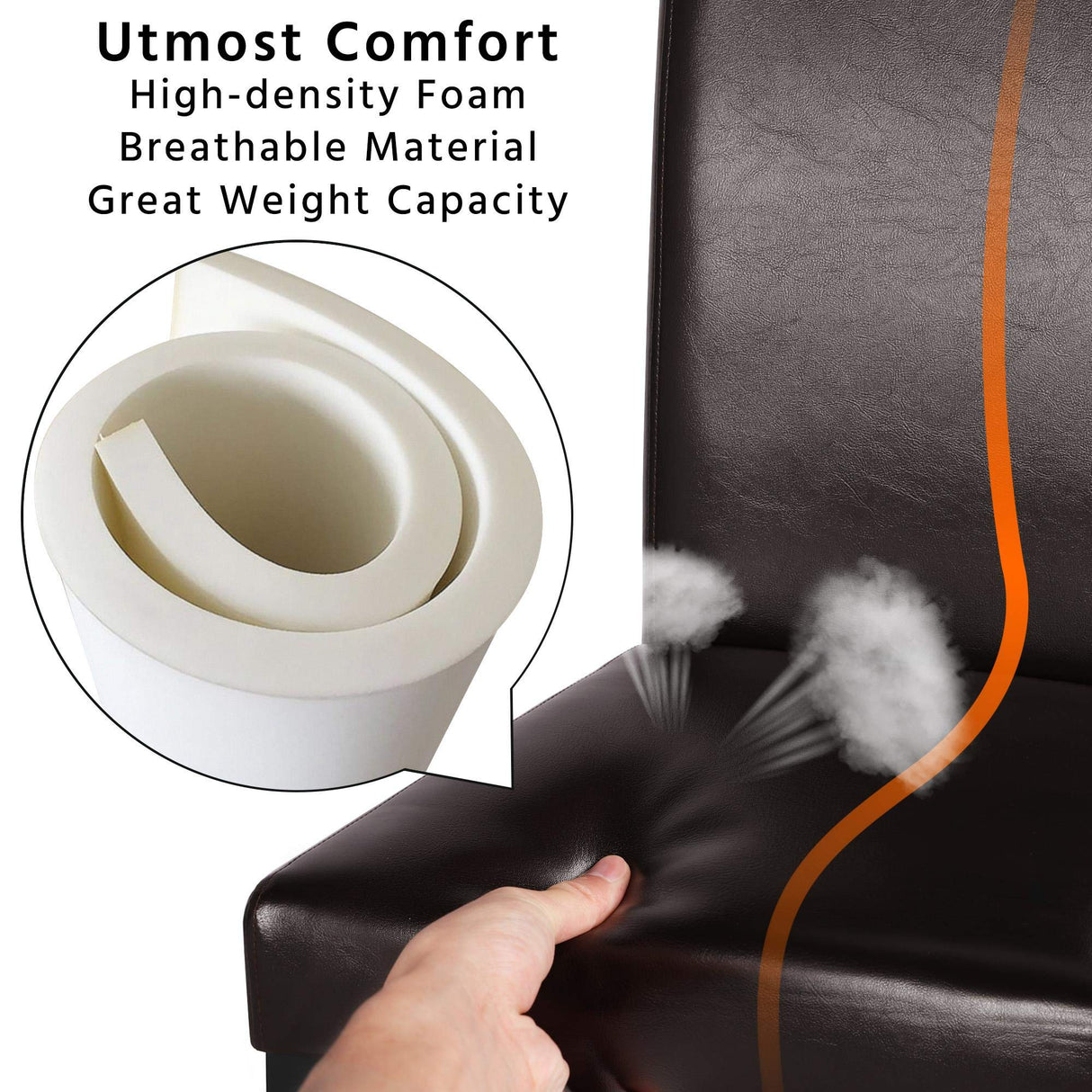 Yaheetech Dining Chairs Side PU Cushion Chairs with Waterproof Surface and Wood Legs for Kitchen Restaurant and Living Room, Set of 4, Brown Yaheetech