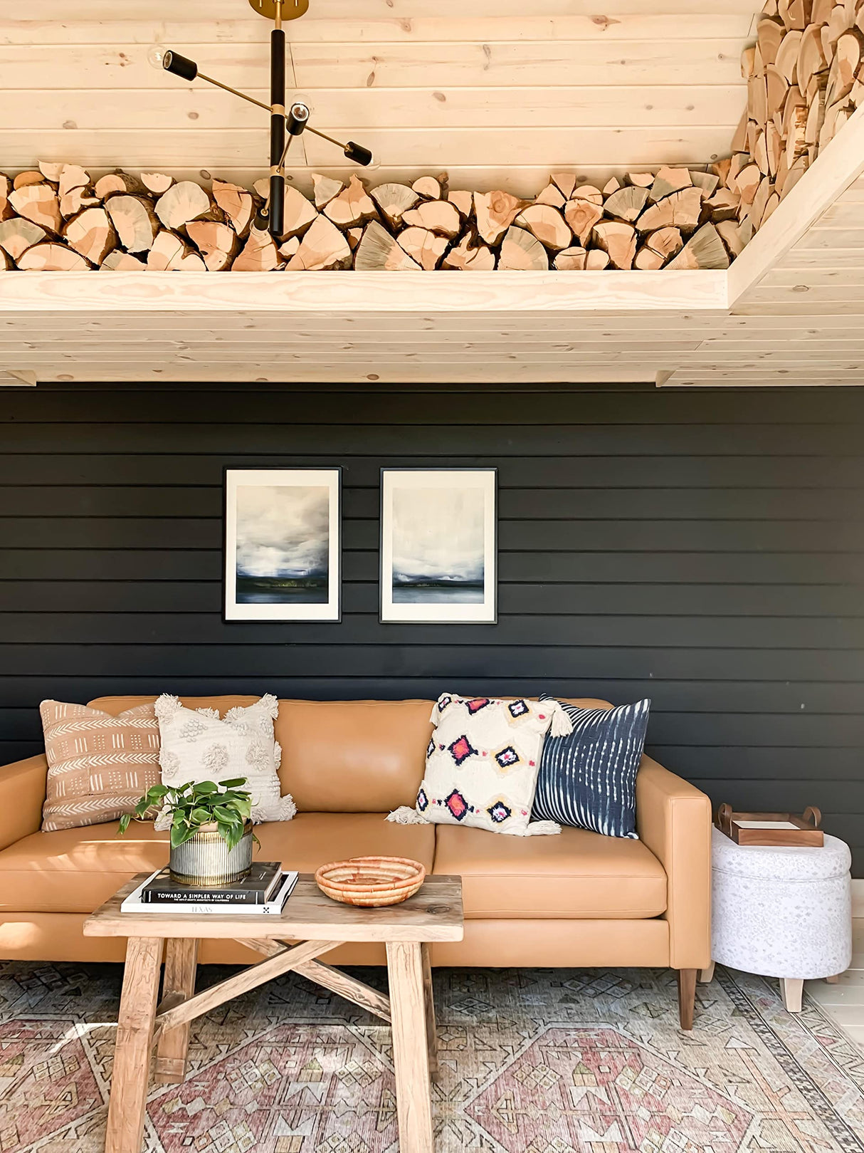 Homepop Home Decor | Upholstered Round Storage Ottoman | Ottoman with Storage for Living Room & Bedroom with Flared Legs. Linen. Large HomePop