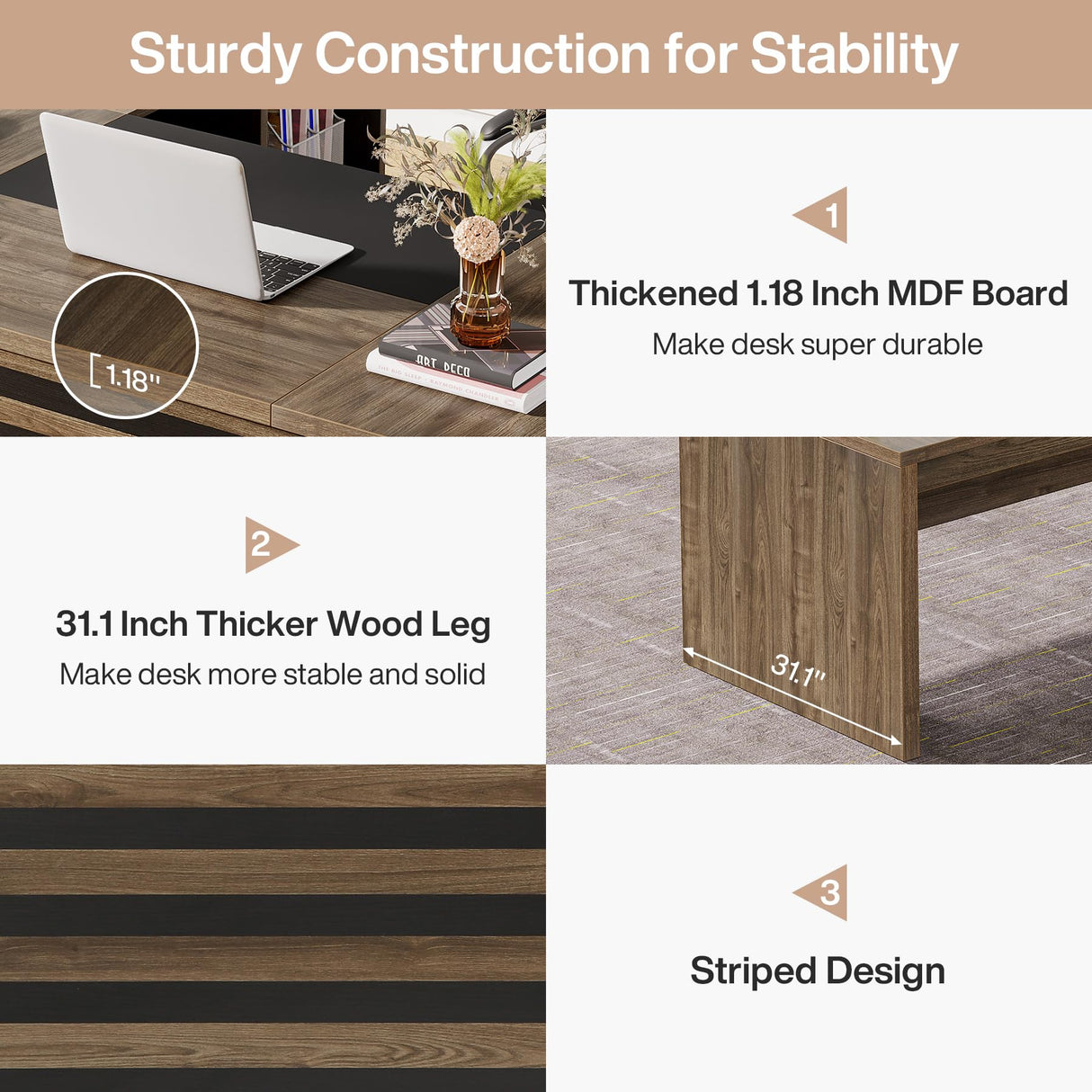 Tribesigns 62.2" Executive Desk with Mobile File Cabinet, L-Shaped Office Desk with Storage Shelves, Large Computer Desk Business Workstation Set for Home Office, Light Brown Tribesigns